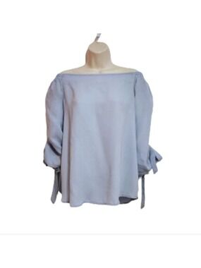 Vine And Love Blue Off The Shoulder Blouse Large